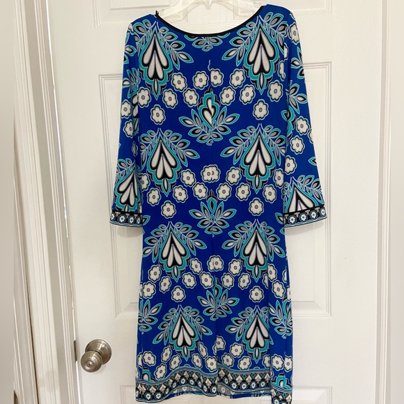 Laundry By Design dress 3/4 length bell sleeves mod style shades of blue - Picture 7 of 7